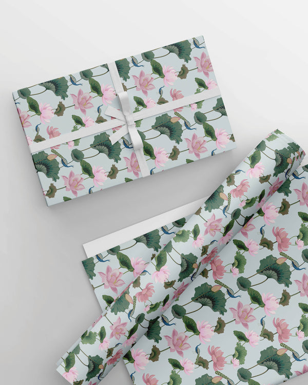 Jungle Raj Dusky Blue Lotus Wrapping Sheet